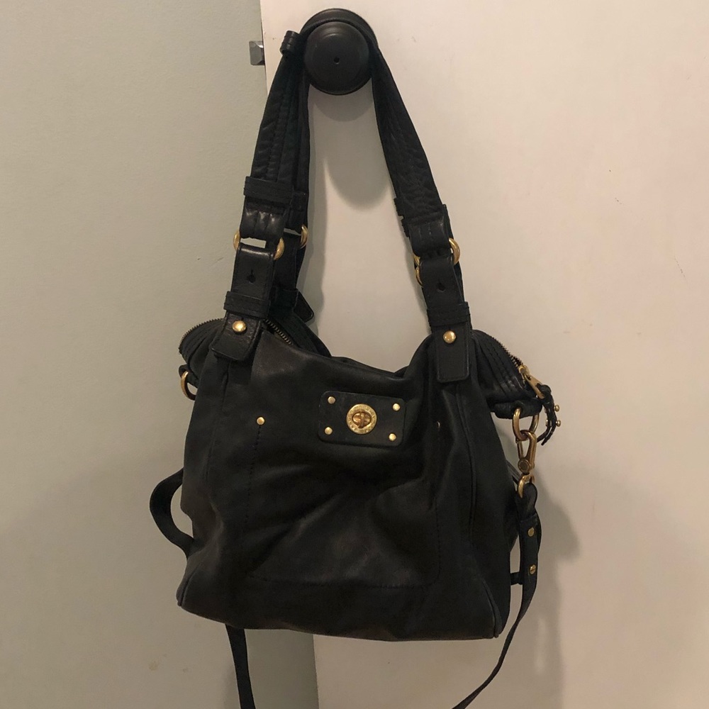 Marc Jacobs black crossbody bag w/ gold hardware